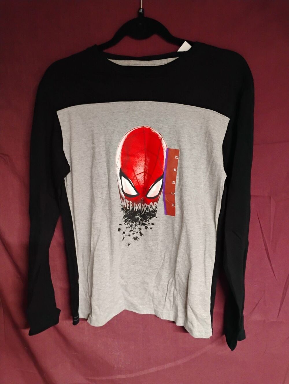 Marvel Boys Spiderman Web Warrior Long Sleeve T-Shirt XL 14-16 Heather Grey